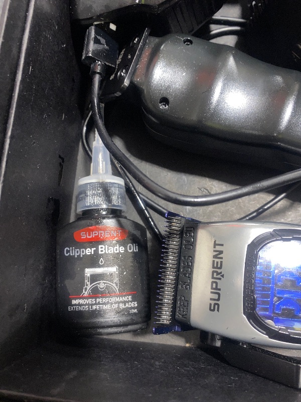 Photo 1 of SUPRENT Professional Hair Clippers for Men - Cordless Barber Clippers & Zero-gapped Trimmer Set, Haircutting Kit with 10000 RPM Motor Speed, Blue Titanium-Coated Blades, Charging Stands (Gray)