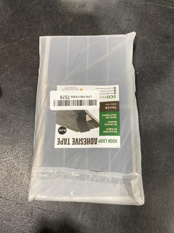 Photo 1 of (1x4 Inch, 16 Sets) Strips with Adhesive for Fabric, No Sew Stick On for Fabric, Sticky Back for Clothes, Curtains - Heavy Duty Double Sided Hook and Loop Hem Tape Fasteners, No Sewing No Iron, Black