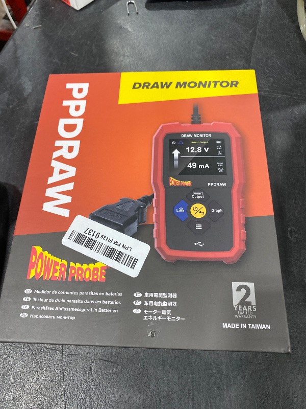Photo 1 of Power Probe PPDRAW Automotive Battery Voltage and Parasitic Draw Monitor with OBDII Connection