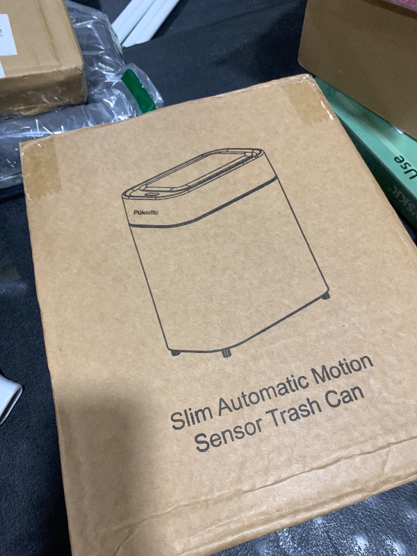 Photo 1 of Pukomc Automatic Small Sensor Trash Can with Touchless Lid, 2.3 Gallon / 9L Smart Garbage Can, Quiet Close White Gold Waste Bin - Perfect for Kitchen, Living Room & Small Spaces