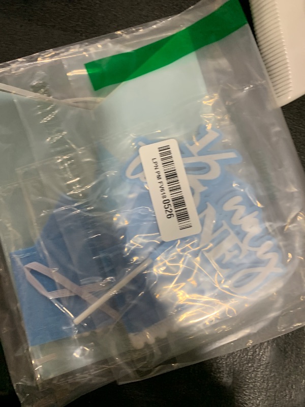 Photo 1 of 1/2 Birthday Boy Half Birthday Decorations – 4PCS Blue 6 Month Party Set with 1/2 Way to One Banner, Halfway High Chair Banner, Cake Topper and Hat for 6 Month Baby Boy Photo Shoot Decor