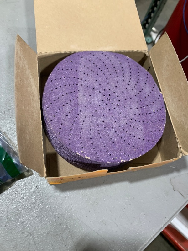 Photo 1 of 3M Hookit Clean Sanding Paper Disc 732U - 80+ Grit Vacuum Sanding Disc - C-Weight Backing, Hook and Loop Attachment - 6" - 50 Count