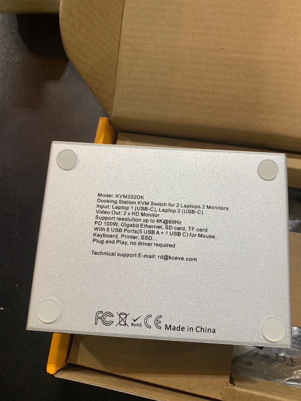 Photo 1 of KCEVE 15-in-1 USB C Docking Station KVM Switch, USB 3.0 KVM Switch 2 Laptops 2 Monitors 4K@60Hz, 2 USB-C MST Port, Dual HDMI Out, 80W PD, 5Gbps, Gigabit Ethernet, TF/SD Card, Wired Remote