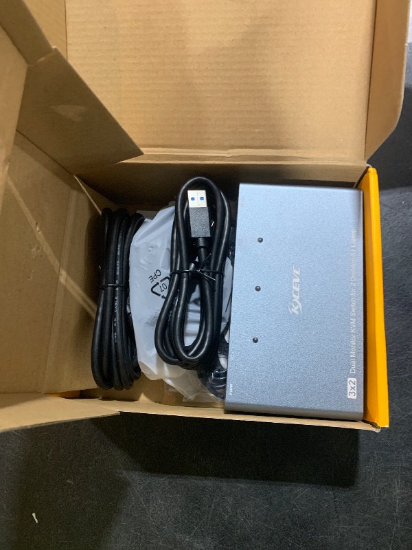 Photo 1 of KCEVE KVM Switch 2 Monitors 3 Computers USB C HDMI DP, EDID, USB 3.0 KVM Switch Dual Monitor HDMI for 1 Laptops 2 Desktop Share 4 USB3.0 Device, 73W PD, 4K@60Hz, Aluminum, Power Adapter, Wired Remote