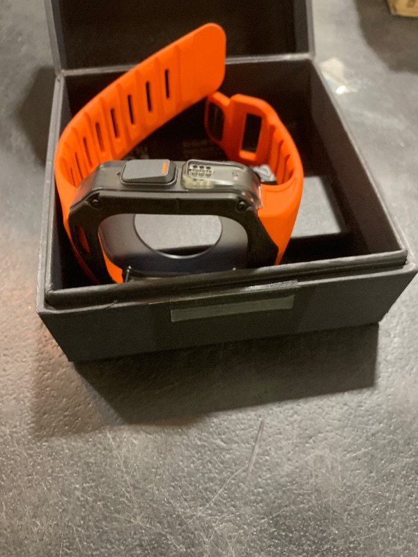 Photo 1 of Aulumu A01 Carbon Fibre Case with Apple Watch Ultra Band 49MM | Luxury Lightweight Design | Only for Apple Watch Band Ultra 1/2/3 49mm | Carbon Fibre Case with Orange Straps