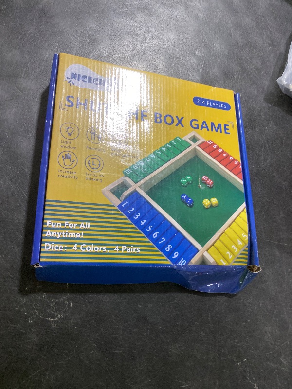 Photo 1 of Nicecho Shut The Box Dice Game,2-4 Player Family Wooden Board Table Math Games for Adults and Kids, 8 Dices Classics Games for Classroom,Home,Party or Pub