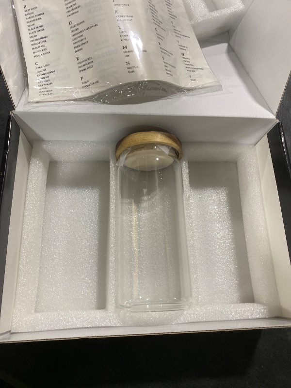 Photo 1 of 1 Set Glass Pantry Storage Jars with Acacia Airtight Lid - 35oz Thicken Glass Kitchen Canisters with 132 Pantry Labels - Clear Food Storage Containers with Wood Lid for Tea,Sugar,Cookie,Pasta