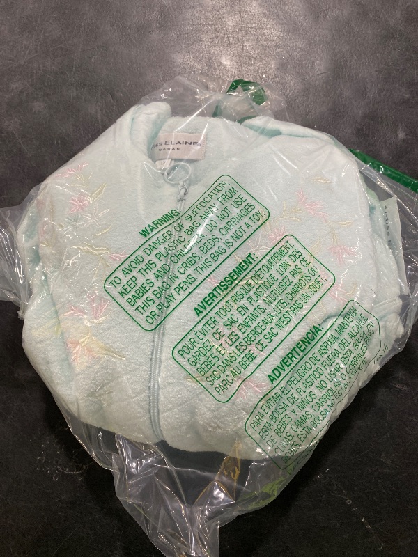 Photo 1 of Miss Elaine Women's Brushed Back Terry Long Robe, Zipper Robe, Sleepwear and Loungewear (1X, Light Mint)