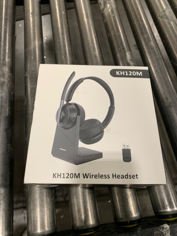 Photo 1 of (2025 Upgraded) Wireless Headset with Mic for Work, Bluetooth Headset with Noise Canceling Microphone with Dongle, Charging Base & Mic Mute, Wireless Headphones for Work from Home/PC/Computer