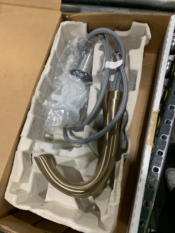 Photo 1 of Delta Vero Brushed Gold Bathroom Faucet 1 Hole, Single Hole Bathroom Sink Faucet for Vanity, Metal Push-Pop Drain Assembly, Champagne Bronze 553LF-CZ