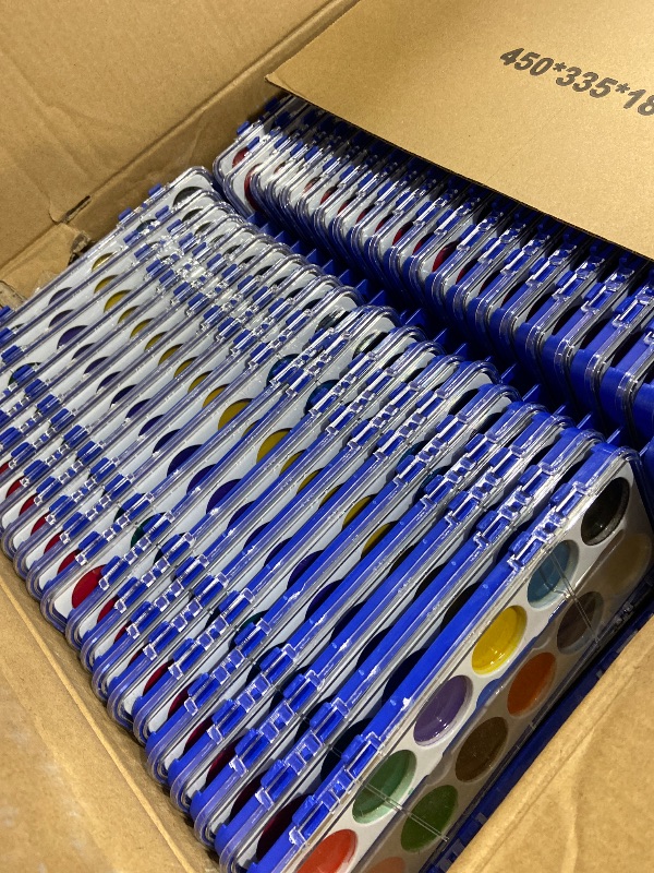 Photo 1 of 100 Pack Watercolor Paint Set for Kids, 12 Colors Watercolors Paints with Paint Brush, Kids Watercolor Paint Set for Party Favor, Classroom,School Supplies.