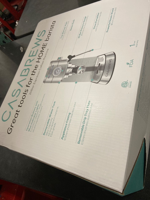 Photo 1 of CASABREWS CM5418 Espresso Machine 20 Bar, Compact Espresso Maker with Steam Milk Frother, Stainless Steel Coffee Machine with 34oz Removable Water Tank for Cappuccino, Gift for Women or Men, Silver