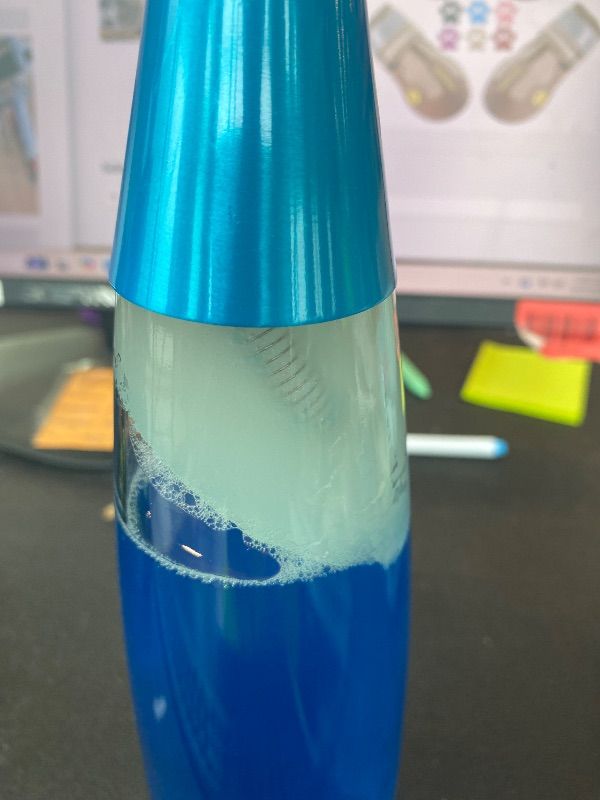 Photo 1 of ***MAJOR DAMAGE*** ***READ CLERK NOTES*** JAMBO 16" Beautiful Lamp- Blue with White/Blue Wax, Relaxing Liquid Light, Night Light Nightlight, Home Decor Living Room Office Bedroom Lamp for Adults Teens Kids, Magma Motion