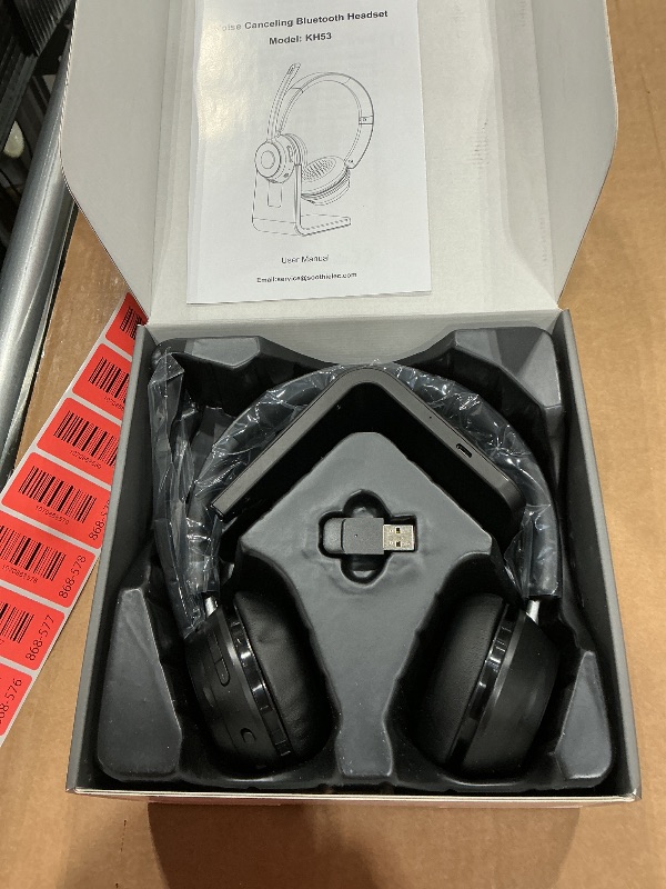 Photo 1 of (Upgraded Version) Wireless Headset, Bluetooth Headset with Noise Cancelling Microphone, Best Headphones with Mic Mute & USB Dongle for PC/Computer/Laptop/Cell Phones/Remote Work/Call Center