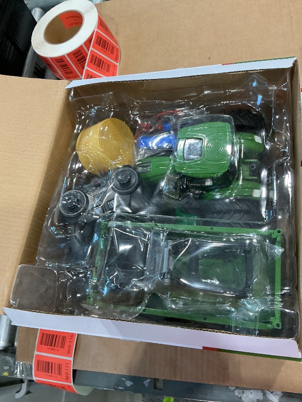 Photo 1 of *MINOR DAMAGE - USED*
Remote Control Tractor Toy with Trailer | Metal Front & Front Loader Farm Vehicle Set with Lights & 8-Wheel Design, RC Tractor Truck for Boys & Girls Ages 3-9, Fun Farm Toy Gift for Toddlers & Kids