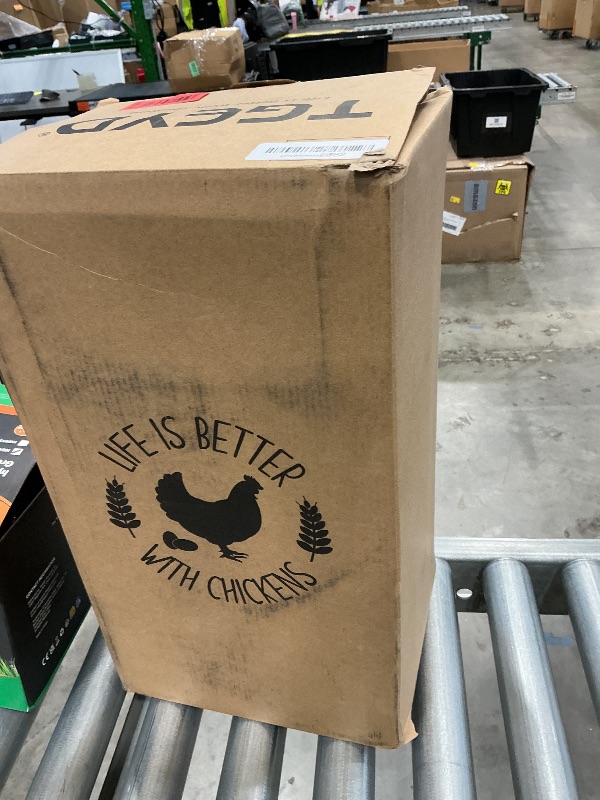 Photo 1 of ?Tgeyd Chicken Feeder and Chicken Waterer Set (3 Gallon/26 Pounds) - Hanging Automatic Chicken Feeder No Waste - Chicken Coop Accessories - Poultry Waterer