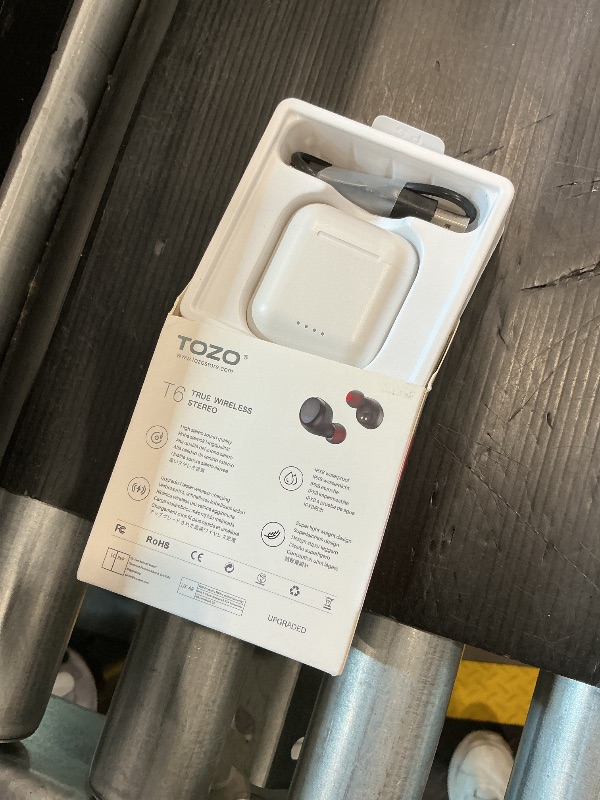Photo 1 of *MINOR DAMAGE - USED*
TOZO T6 Wireless Earbuds, IPX8 Waterproof Ear Buds, Stereo Bass Sound Bluetooth 5.3 Headphones in Ear, 50 Hours Playtime Earphones, Wireless Charging Case, Custom 32 EQ via APP