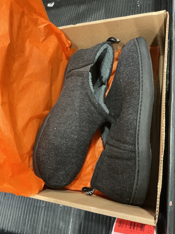 Photo 1 of ** VERY USED** Snug Leaves Men's Faux Wool Slippers Comfy Warm Winter House Shoes with Elastic Gores Dark Gray, 11-12 US