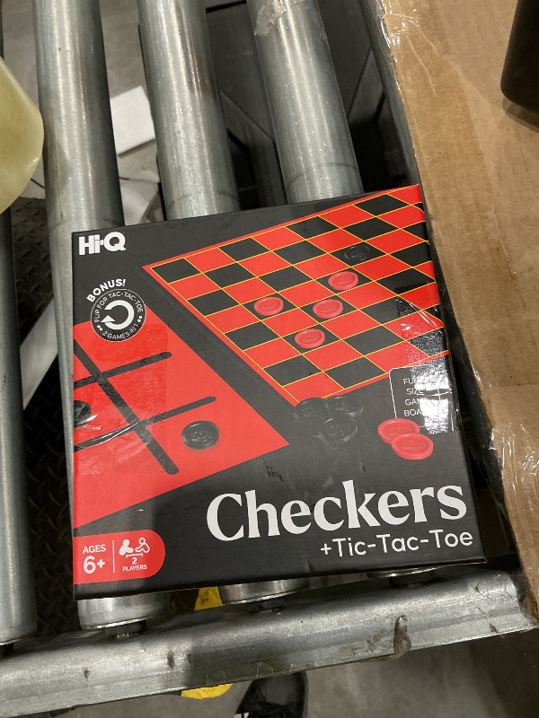 Photo 1 of **MISSING PARTS/check clerk comments**
HI-Q Checkers & Tic-Tac-Toe Board Game Set – Classic Strategy for Kids & Family – Features Interlocking Stacking Pieces & Folding Board – Ages 6+