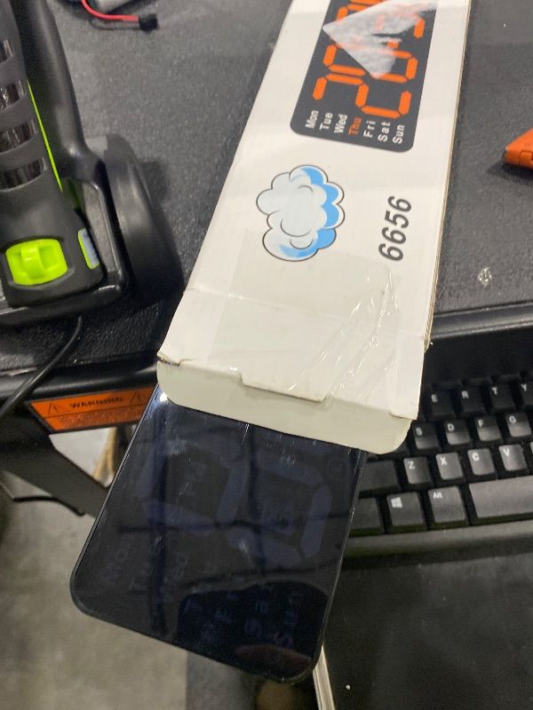 Photo 1 of **MAJOR DAMAGE**
Digital Wall Clock, Digital Clock Large Display with Remote Control, Corded LED Alarm Clocks with Date, Week, Temp, Humidity, Auto DST, Countdown, for Living Room Bedroom Classroom Office (Orange)