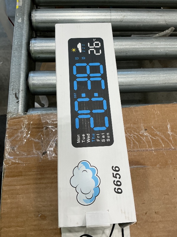 Photo 1 of **MAJOR DAMAGE**
Digital Wall Clock, Digital Clock Large Display with Remote Control, Corded LED Alarm Clocks with Date, Week, Temp, Humidity, Auto DST, Countdown, for Living Room Bedroom Classroom Office (Orange)