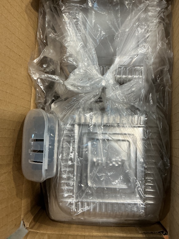 Photo 1 of 100 Pack 5 x 5 inch Clear Plastic Disposable Clamshell Container,Hinged Take Out Clamshell Dessert Container with Lid Takeout Tray Disposable Food Clamshell Containers for Dessert,Cakes,Sandwiches