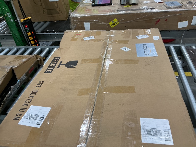 Photo 1 of **FINAL SALE, SEE NOTES**Modern Glass Coffee Table for Living Room, Mid Century Coffee Table, Small Coffee Tables, Suitable for Bedroom Living Room Reception Office Tables (Walnut/Transparent, Medium)