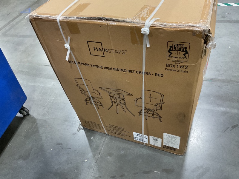 Photo 1 of **BOX 1 OF 2 **Mainstays Belden Park 3-Piece High Bistro Set - Red