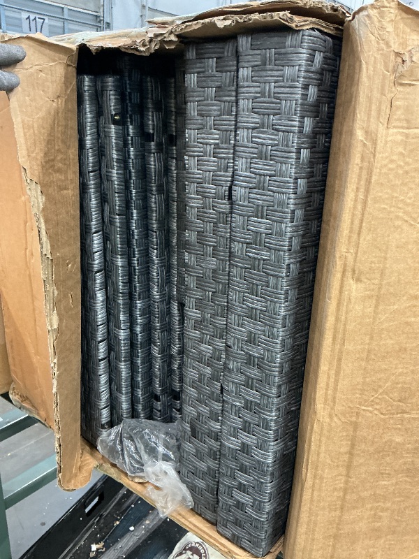 Photo 1 of ***MISSING SCREWS*** ***FINAL SALE*** Shintenchi 5 Pieces Outdoor Patio Furniture Sets, Patio Sectional Sofa Couch, Gray PE Wicker Furniture Modular Patio Conversation Sets Patio Sofa with Washable Cushions & Table?Aegean Blue?