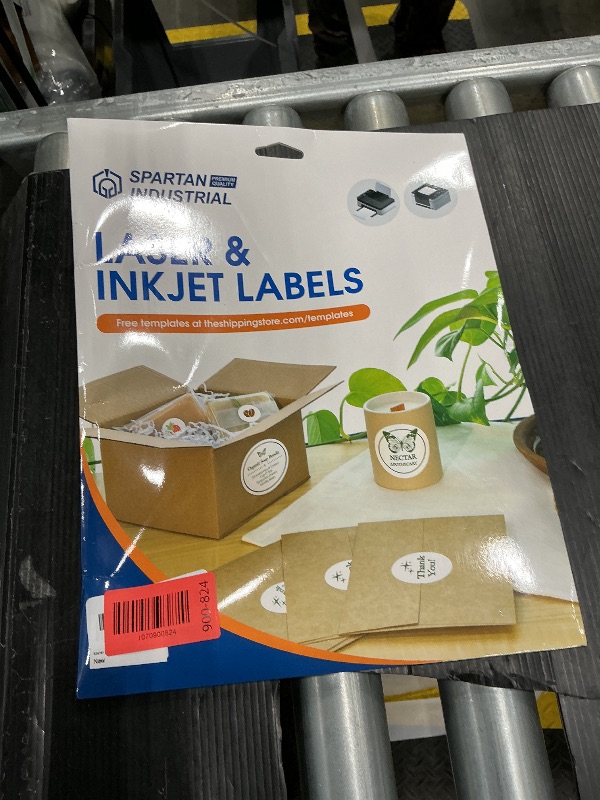 Photo 1 of 1.5" Printable Round Labels for Laser and Inkjet Printers - 900 Blank Labels, 30 Sheets for Thank You Stickers, Price Tags, QR Codes, Business Logos - Spartan Industrial Template C003