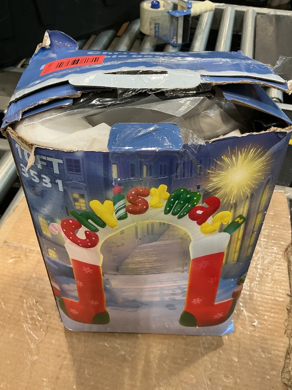 Photo 1 of 10 FT Christmas Inflatables Outdoor Yard Decorations, Giant Outdoor Christmas Blow up Archway/Arch, Blowups Build-in LED Light for Holiday Party Xmas New Year Outside Patio Garden Lawn Winter