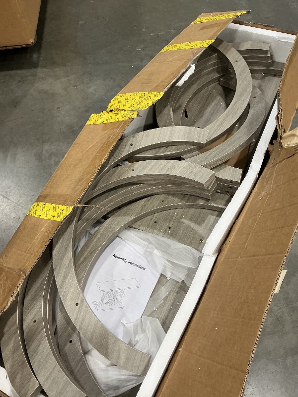 Photo 1 of **PARTS ONLY**Tribesigns 55 inches Console Table with Geometric Base, Farmhouse Hallway Table, Wooden Entryway Sofa Table, Unique Long Accent Table for Decoration and Organization (Grey)