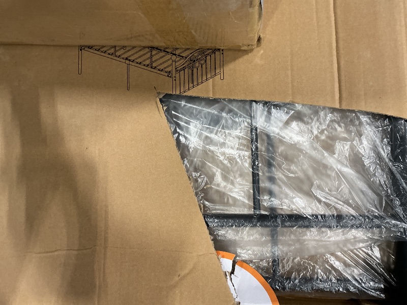 Photo 1 of **MAJOR DAMAGE**
YALAXON Vintage Sturdy Metal Bed Frame with Headboard and Footboard Basic Bed Frame No Box Spring (Queen, Black)