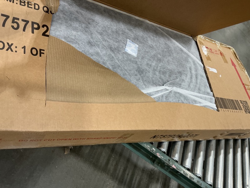 Photo 1 of *PARTIAL SET - See Clerk Notes*
Merax Modern Queen Size Linen Fabric Upholstered Platform Bed with Curved Shaped Headboard, Wood Bed Framewith with Solid Legs for Kids Teens Adults, White