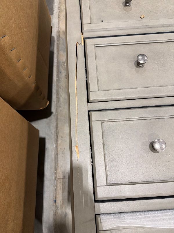 Photo 1 of *Minor Damage - See Live Photos*
Signature Design by Ashley Lettner Traditional 5 Drawer Chest with Dovetail Construction, Light Gray