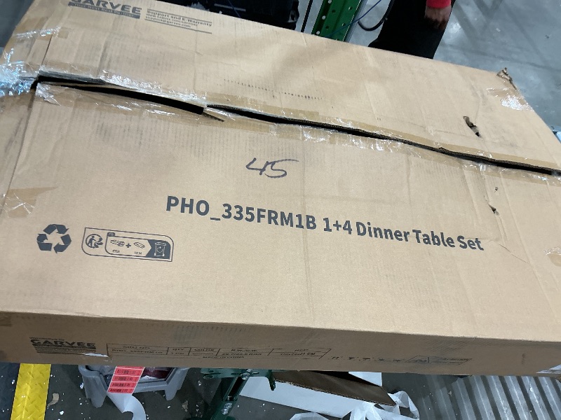 Photo 1 of ***MISSING HARDWARE*** GarveeHome 5-Piece Dining Table Set for 4, Modern Kitchen Table with 4 Boucle Chairs, Rectangular Dining Table with Storage Shelf & Marble Tabletop, Beige Home Dining Furniture for Small Space