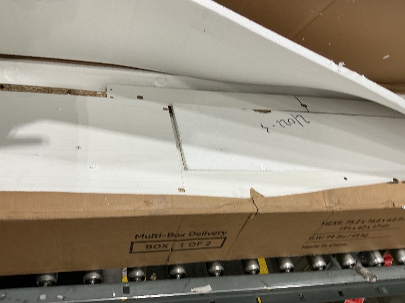 Photo 1 of **Untested**
MXV 70'' Fireplace TV Stand, Farmhouse Entertainment Center with 3 Sided Glass TV Stand, Modern Media Console Table with Storage Drawers & Cabinets with LED Flame and Lights for Living Room, White