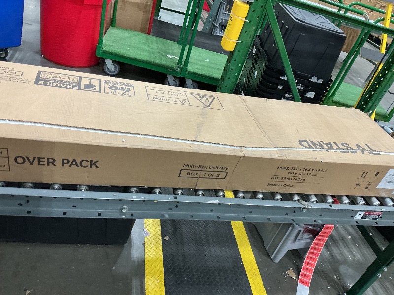 Photo 1 of **Untested**
MXV 70'' Fireplace TV Stand, Farmhouse Entertainment Center with 3 Sided Glass TV Stand, Modern Media Console Table with Storage Drawers & Cabinets with LED Flame and Lights for Living Room, White