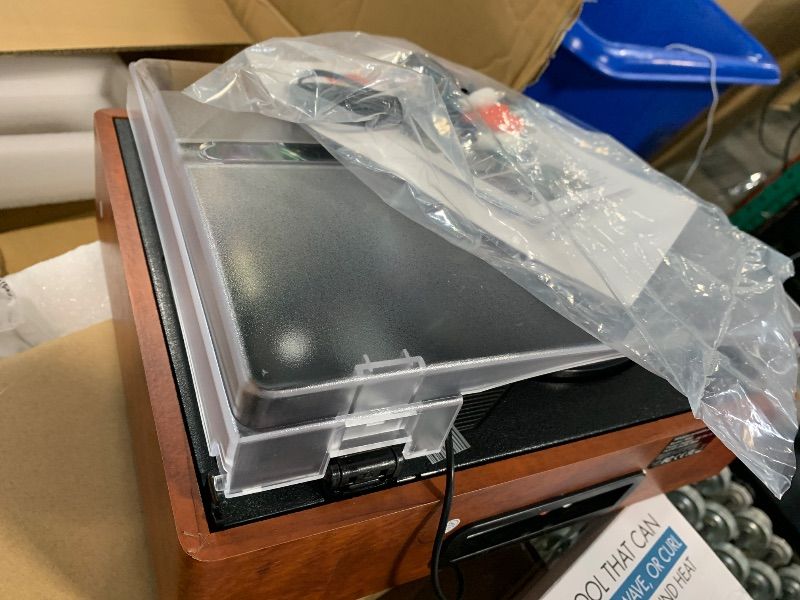 Photo 1 of ***HAS CRACKS IN THE FRAME, SELLING FOR PARTS, FINAL SALE***Vinyl Record Player Turntable with Built-in Bluetooth Receiver & 2 Stereo Speakers, 3 Speed 3 Size Portable Retro Record Player for Entertainment and Home Decoration***HAS CRACKS IN THE FRAME, SE