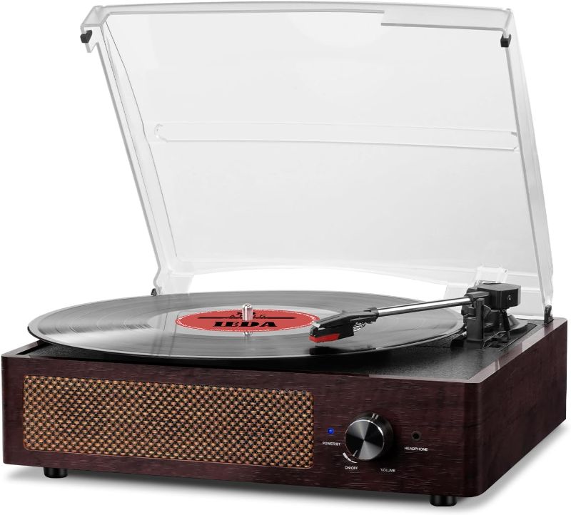 Photo 1 of ***HAS CRACKS IN THE FRAME, SELLING FOR PARTS, FINAL SALE***Vinyl Record Player Turntable with Built-in Bluetooth Receiver & 2 Stereo Speakers, 3 Speed 3 Size Portable Retro Record Player for Entertainment and Home Decoration***HAS CRACKS IN THE FRAME, SE