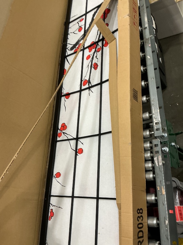 Photo 1 of *MINOR DAMAGE - USED*
Roundhill Furniture Black Japanese 4-Panel Screen Room Divider, Plum Blossom