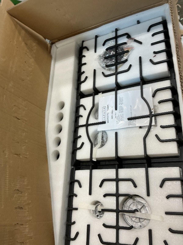 Photo 1 of **PARTS ONLY** Empava 36 Inch Built-in Gas Cooktop with 5 Sealed SABAF Burners, Black Tempered Glass Surface, LPG/NG Convertible, Flame Failure Protection, Dishwasher Safe Grates