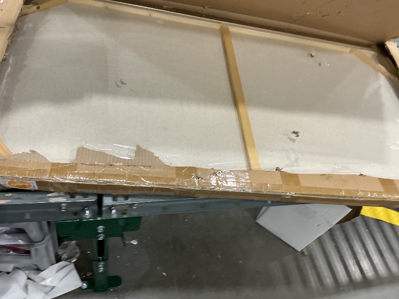 Photo 1 of *MINOR DAMAGE - USED*
GeekMacro Hand Painted Abstract Oil Painting Textured Wall Art - White and Gold Line Large Framed 58x29 Minimalist Artwork Living Room Bedroom Horizontal Wall Decor