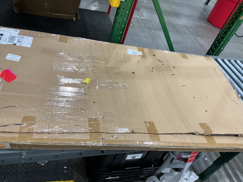 Photo 1 of *MINOR DAMAGE - USED*
GeekMacro Hand Painted Abstract Oil Painting Textured Wall Art - White and Gold Line Large Framed 58x29 Minimalist Artwork Living Room Bedroom Horizontal Wall Decor