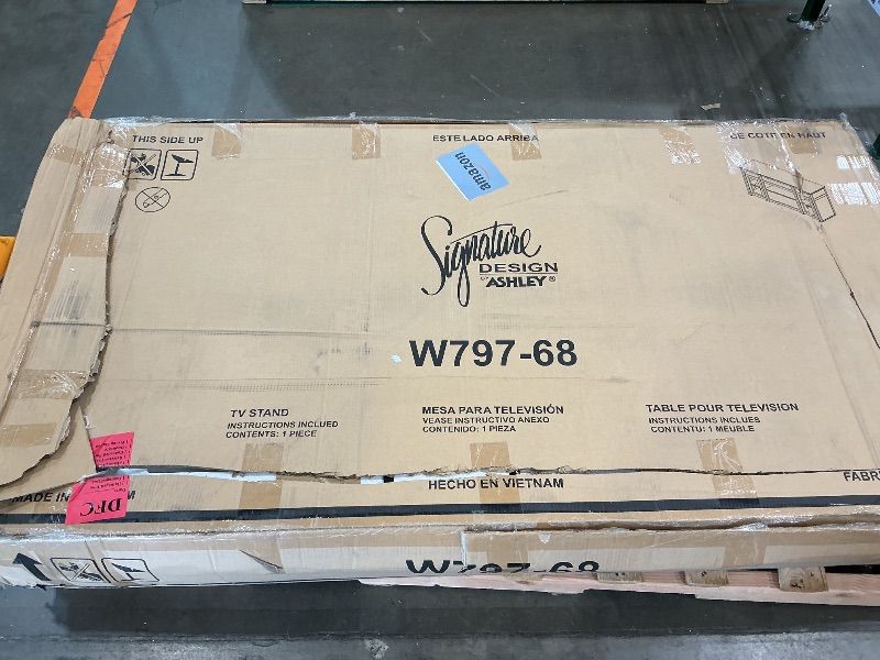 Photo 1 of **PARTIAL SET ** Signature Design by Ashley Harpan Traditional TV Stand Fits TVs up to 70", 3 Adjustable Shelves, 2 Storage Cabinets, Brown