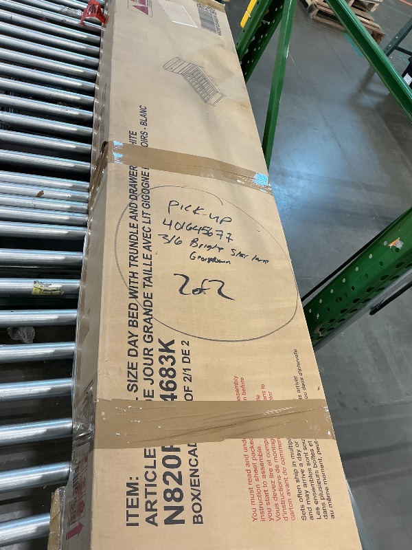 Photo 1 of *PARTIAL SET - See Clerk Notes*
Merax Full Size LED Platform Bed with USB Outlets, Modern Wooden Bed Frame with Trundle, Storage Headboard and Drawers, No Box Spring Needed, White