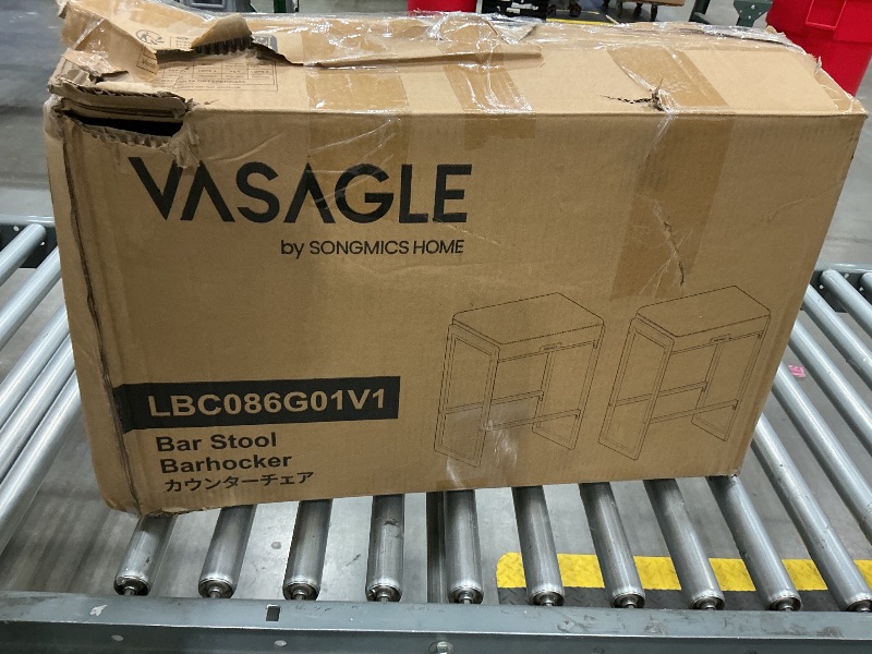 Photo 1 of *MISSING PARTS UNKNOWN*
VASAGLE EKHO Collection - Bar Stools Set of 4, Counter Height Bar Stools, Synthetic Leather with Stitching, Mid-Century Modern Counter Stools, 26-Inch Tall, Kichen Home Bar Dining Room, Dove Gray