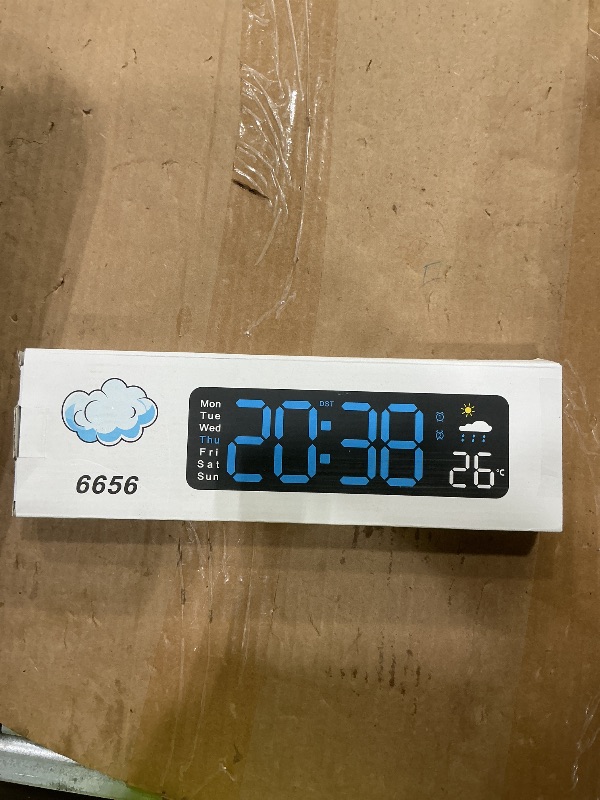 Photo 1 of ***MISSING REMOTE*** Digital Wall Clock, Digital Clock Large Display with Remote Control, Corded LED Alarm Clocks with Date, Week, Temp, Humidity, Auto DST, Countdown, for Living Room Bedroom Classroom Office (Orange)
