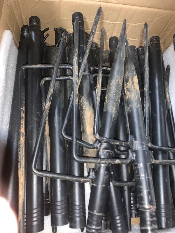 Photo 1 of **parts only** fuzzy-bird 4 Pack String Light Poles, 10Ft Light Poles for Outside, Metal Poles with Fork, Lighting Hanging Post Accessories for Patio Decor Garden Backyard Yard Front Porch Outside Decorations