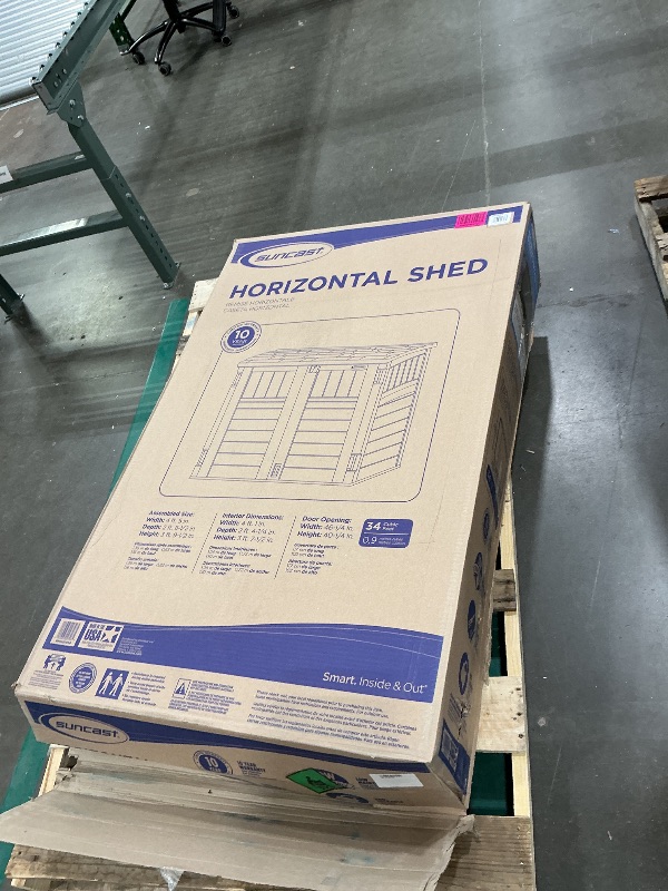 Photo 1 of ** FONAL SALE SOLD AS IS NO RETURNS **

Suncast Outdoor Storage Shed for Backyard and Garden, Horizontal, 4' x 2.5', Stoney Grey - Portable Utility Deck and Cabinet for Tools, Equipment, and Garbage